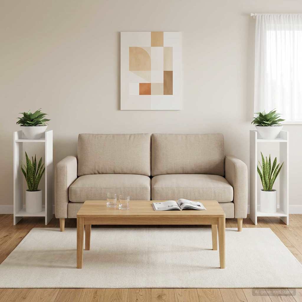 Növényállvány polcokkal 2 pcs fehér 30 x 30 x 80 cm mérnöki fa