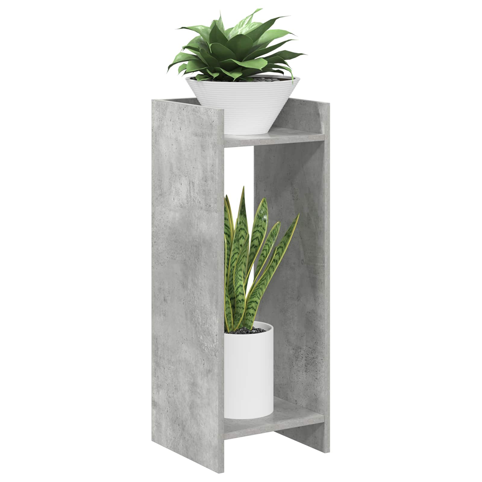 Növényállvány polcokkal beton szürke 30 x 30 x 80 cm mérnöki fa