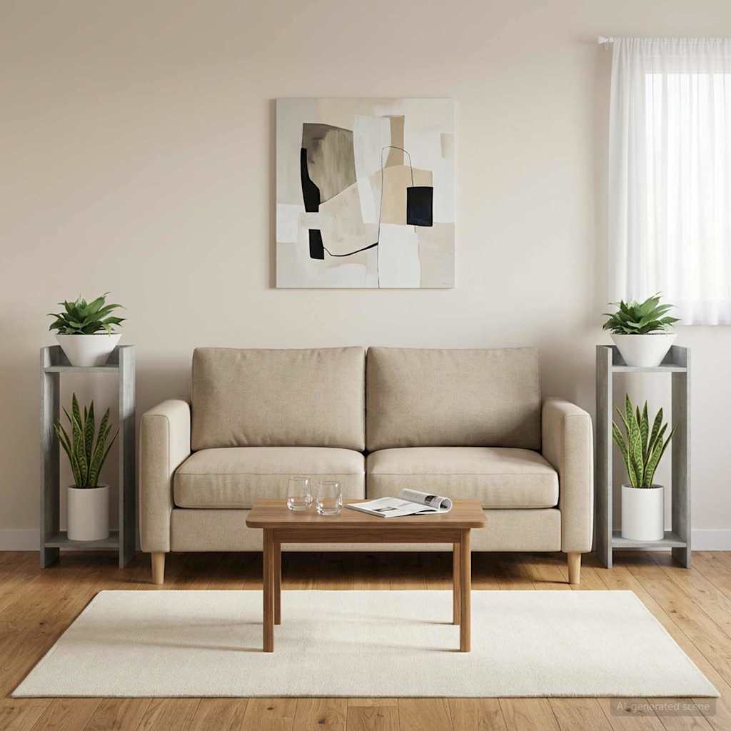 Növényállvány 2 pcs beton szürke 30 x 30 x 80 cm mérnöki fa