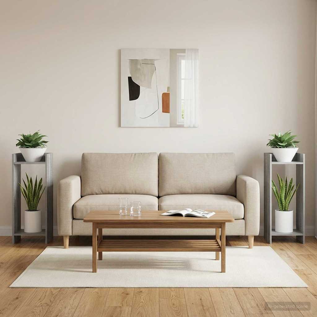 Növényállvány 2 pcs szürke sonoma 30 x 30 x 80 cm mérnöki fa