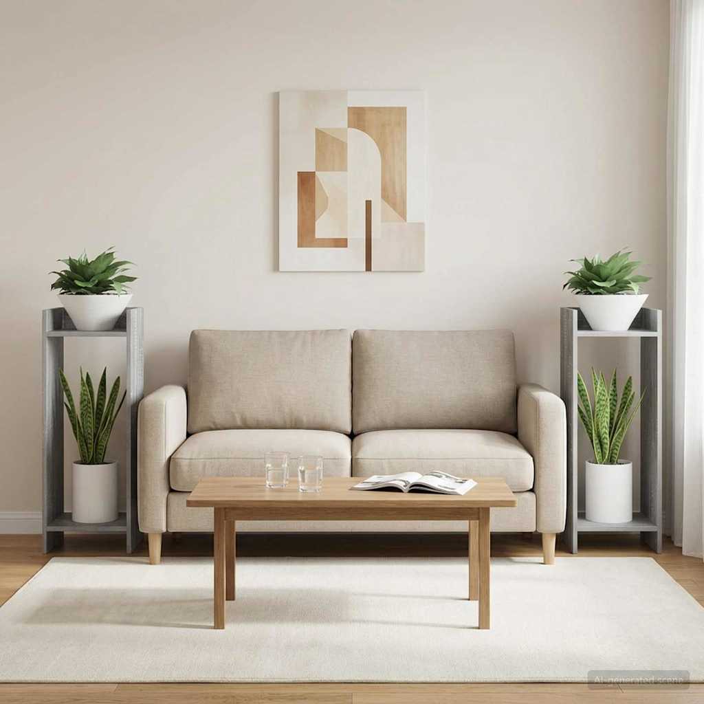 Növényállvány 2 pcs szürke sonoma 30 x 30 x 80 cm mérnöki fa