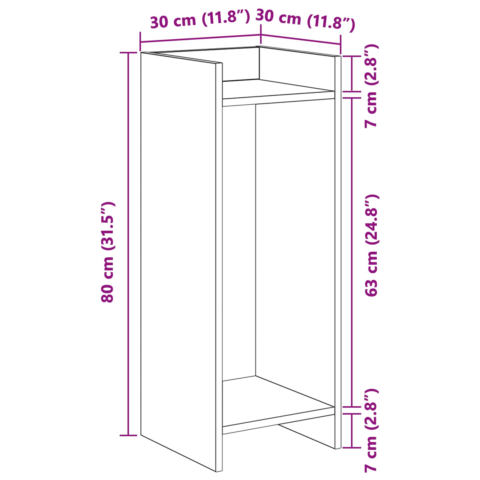Növényállvány 2 pcs kézműves tölgy 30 x 30 x 80 cm mérnöki fa