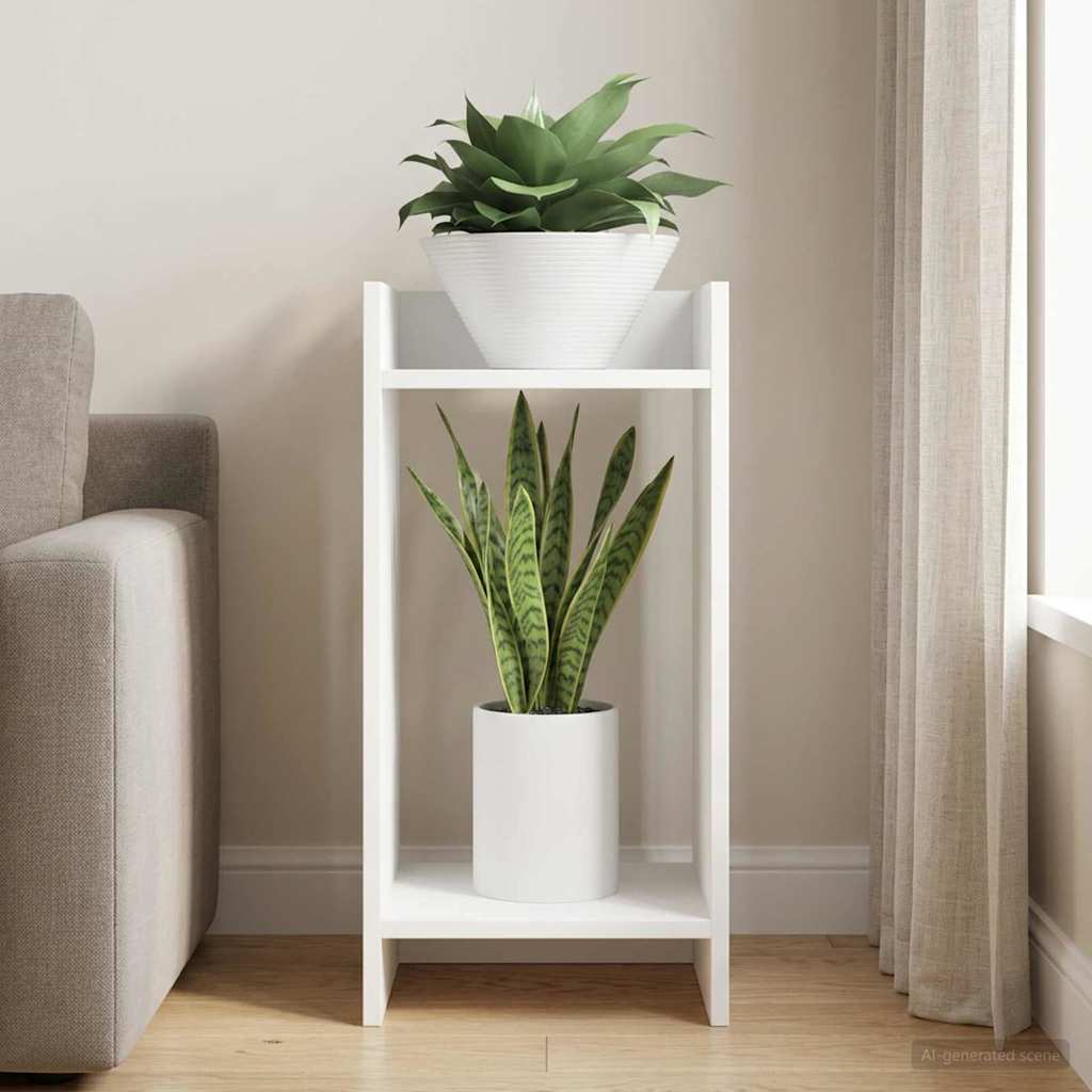 Növényállvány polcokkal fehér 30 x 30 x 60 cm mérnöki fa