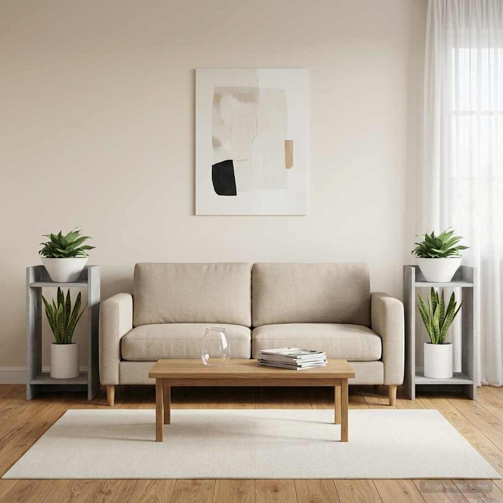 Növényállvány 2 pcs beton szürke 30 x 30 x 60 cm mérnöki fa