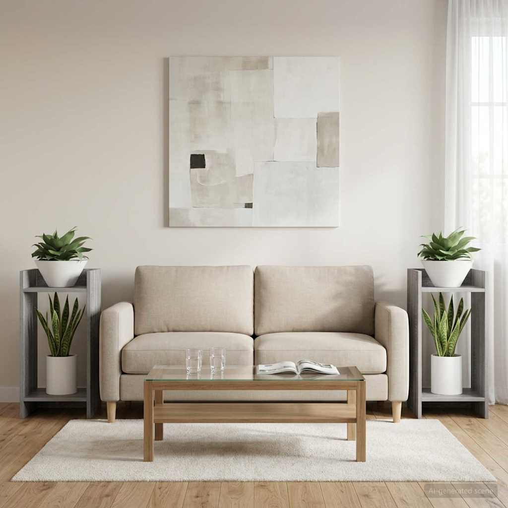 Növényállvány 2 pcs szürke sonoma 30 x 30 x 60 cm mérnöki fa