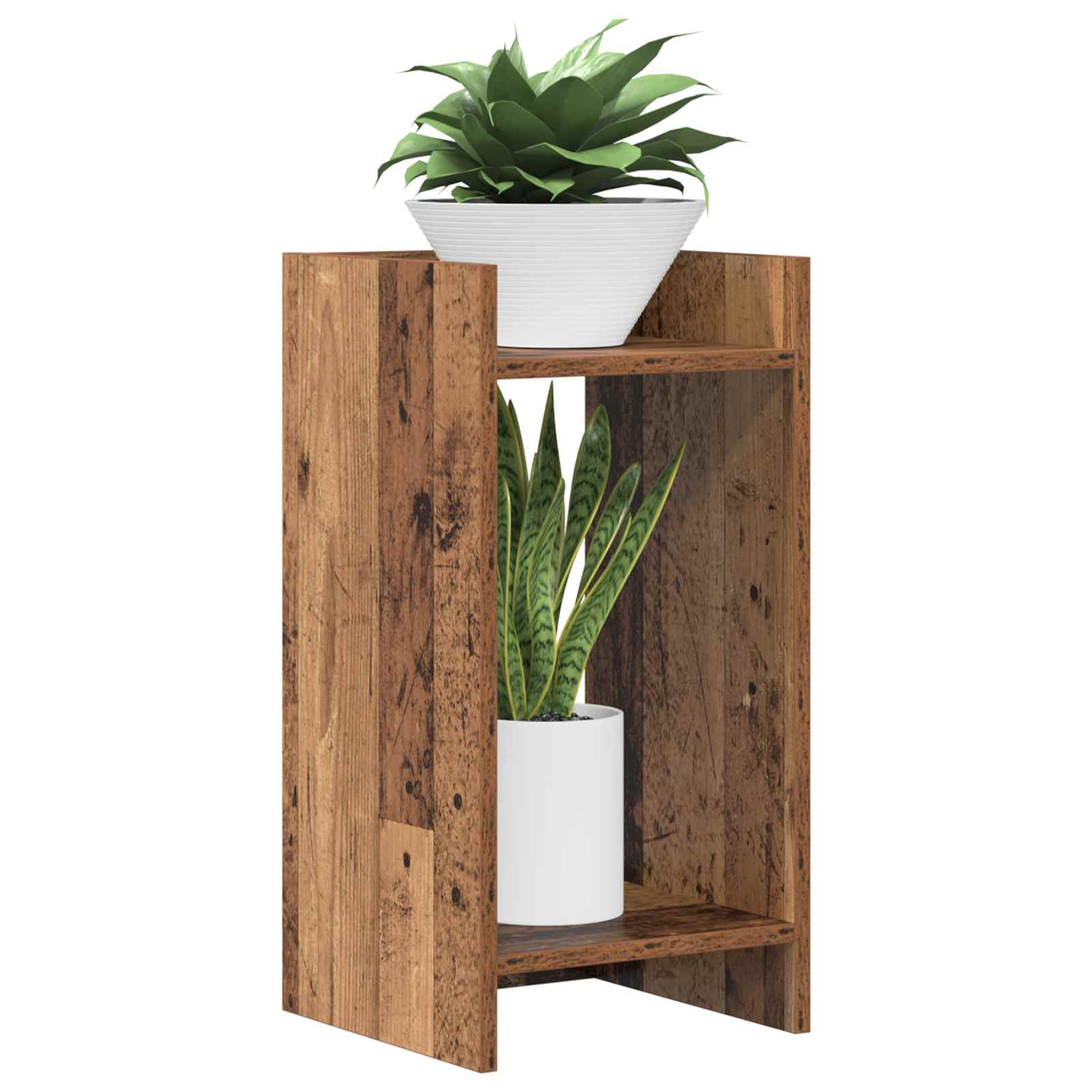 Növényállvány polcokkal öreg fa 30 x 30 x 60 cm mérnöki fa