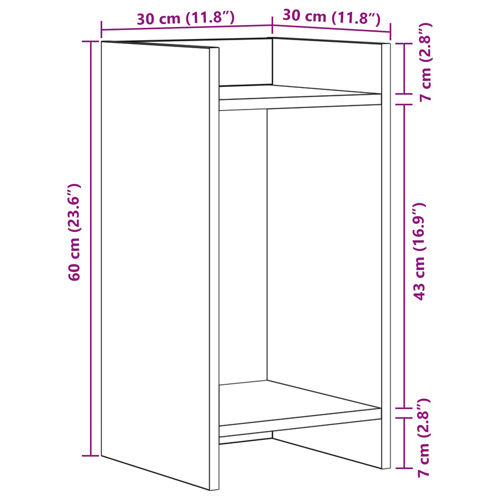 Növényállvány 2 pcs kézműves tölgy 30 x 30 x 60 cm mérnöki fa