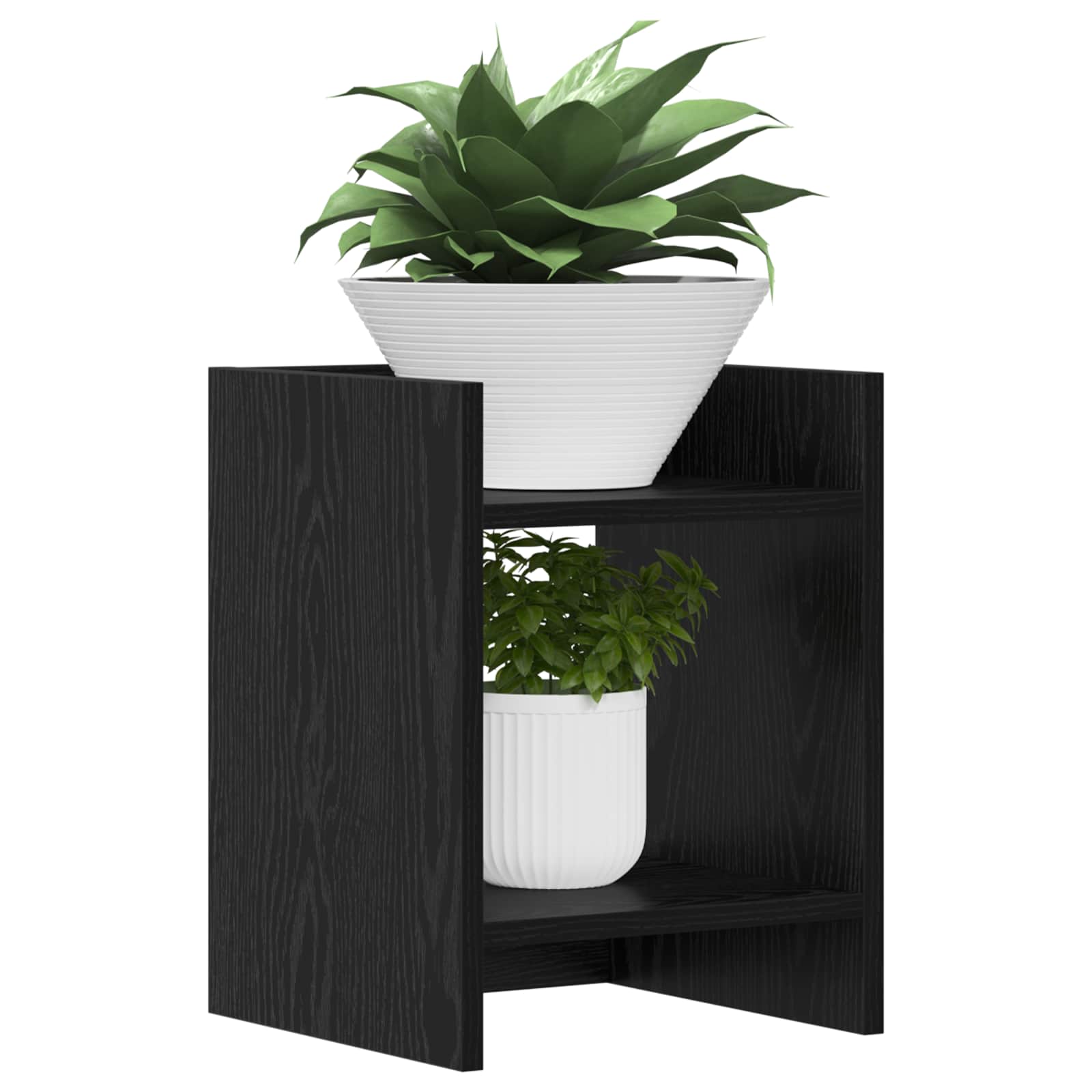 Növényállvány 2 pcs fekete tölgy 30 x 30 x 40 cm mérnöki fa