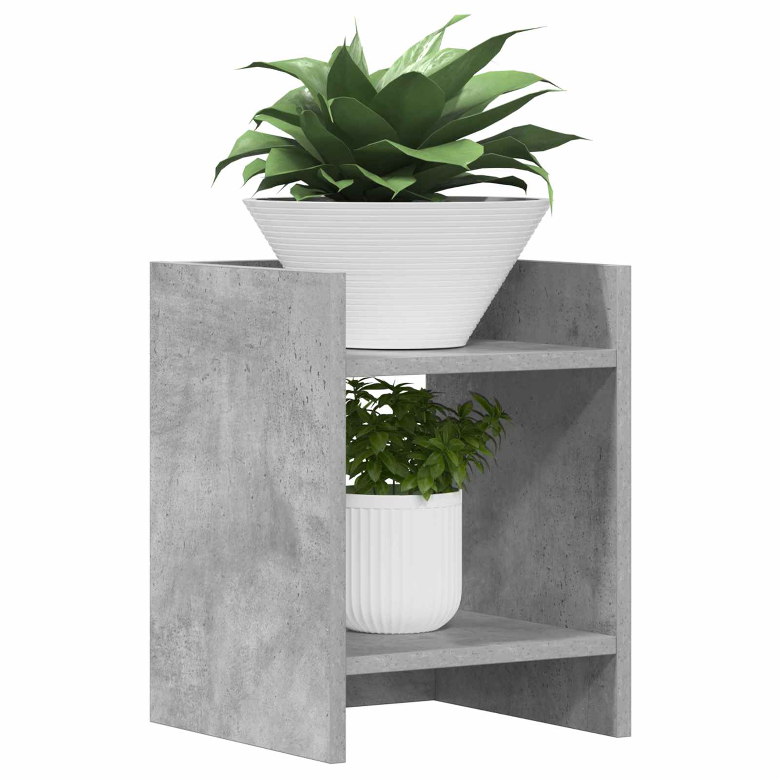 Növényállvány polcokkal beton szürke 30 x 30 x 40 cm mérnöki fa