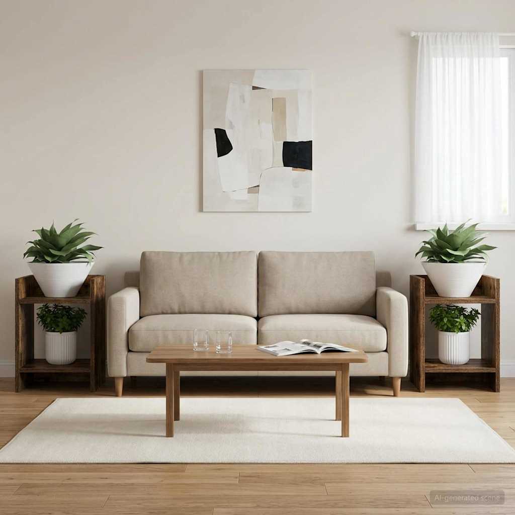 Növényállvány 2 pcs füstölt tölgy 30 x 30 x 40 cm mérnöki fa