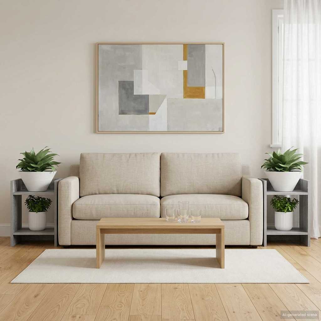 Növényállvány 2 pcs szürke sonoma 30 x 30 x 40 cm mérnöki fa