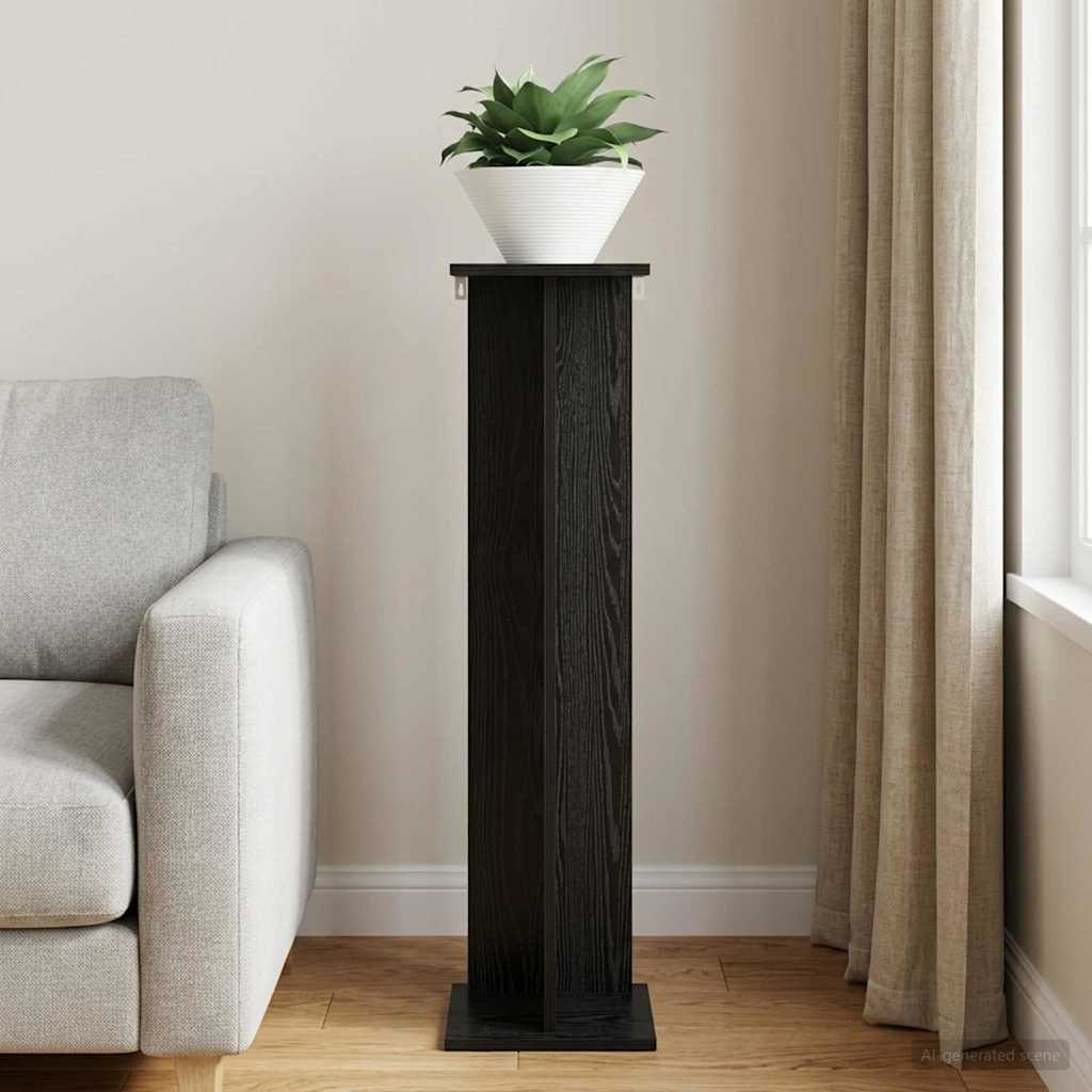 Növényállvány fekete tölgy 25 x 25,5 x 100,5 cm mérnöki fa