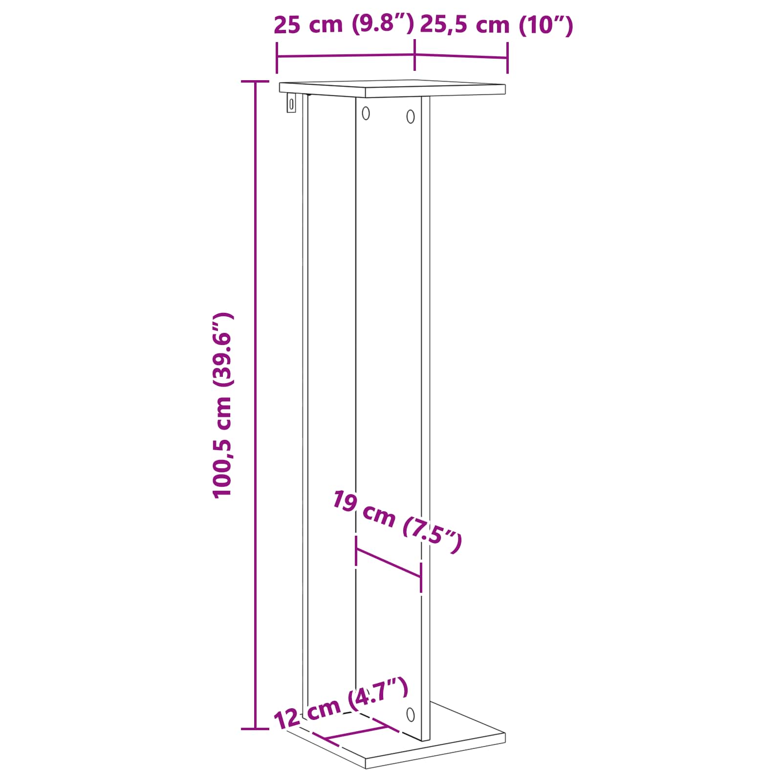 Növényállvány sonoma tölgy 25 x 25,5 x 100,5 cm mérnöki fa