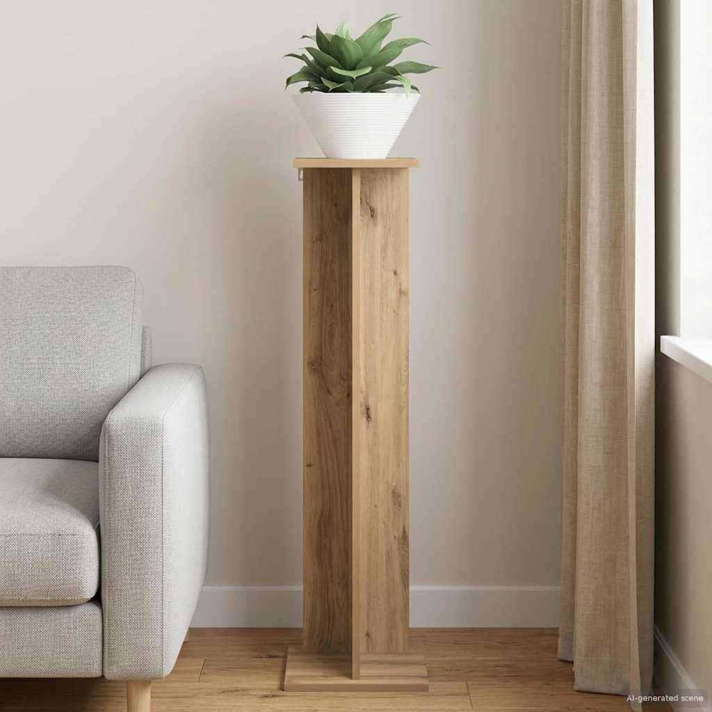 Növényállvány kézműves tölgy 25 x 25,5 x 100,5 cm mérnöki fa