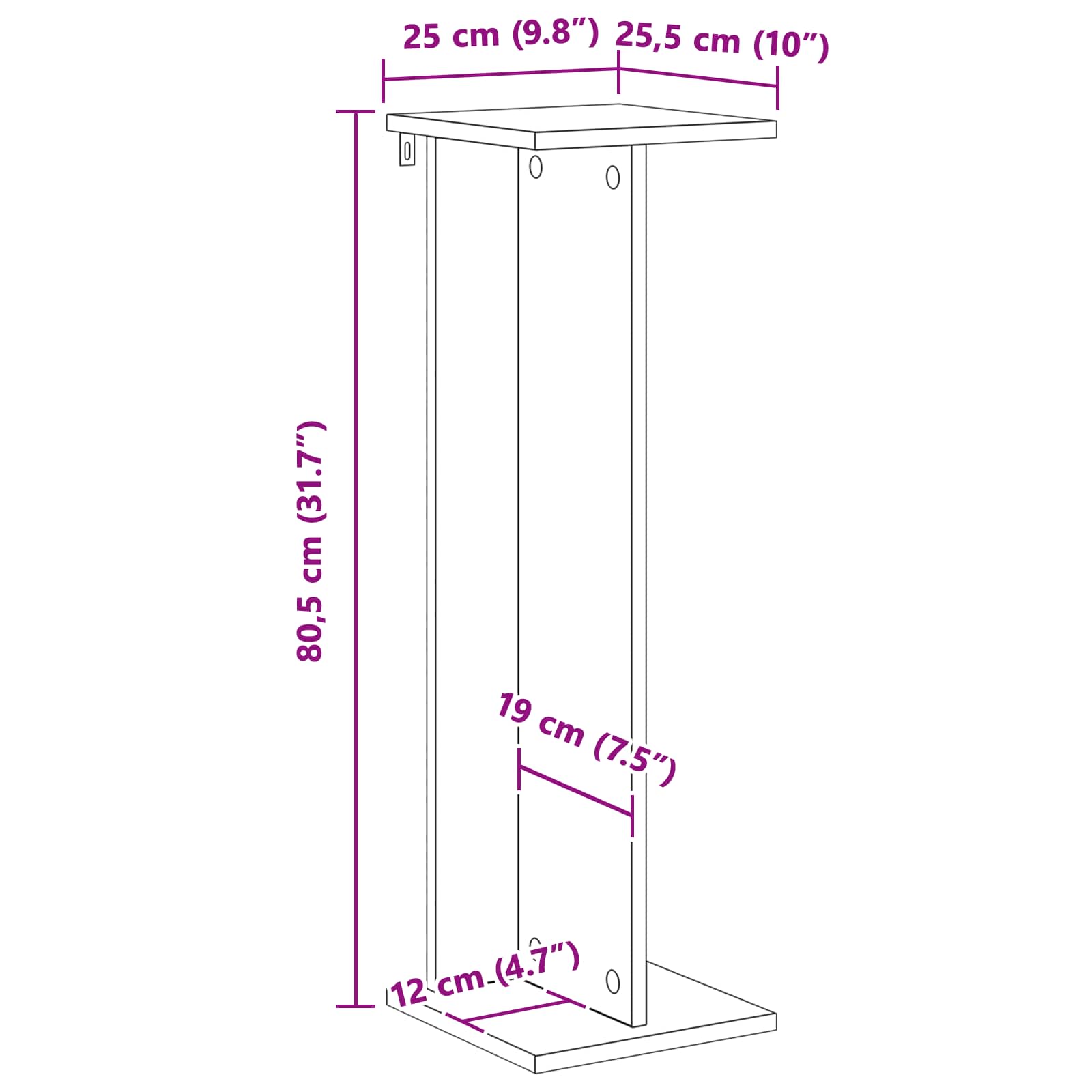 Növényállvány 2 pcs füstölt tölgy 25 x 25,5 x 80,5 cm