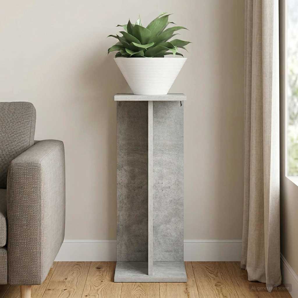 Növényállvány beton szürke 25 x 25,5 x 60,5 cm mérnöki fa