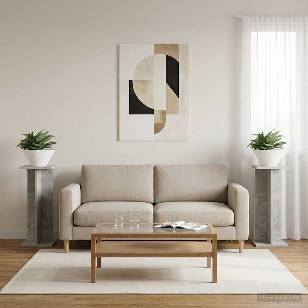 Növényállvány 2 pcs beton szürke 25 x 25,5 x 60,5 cm mérnöki fa
