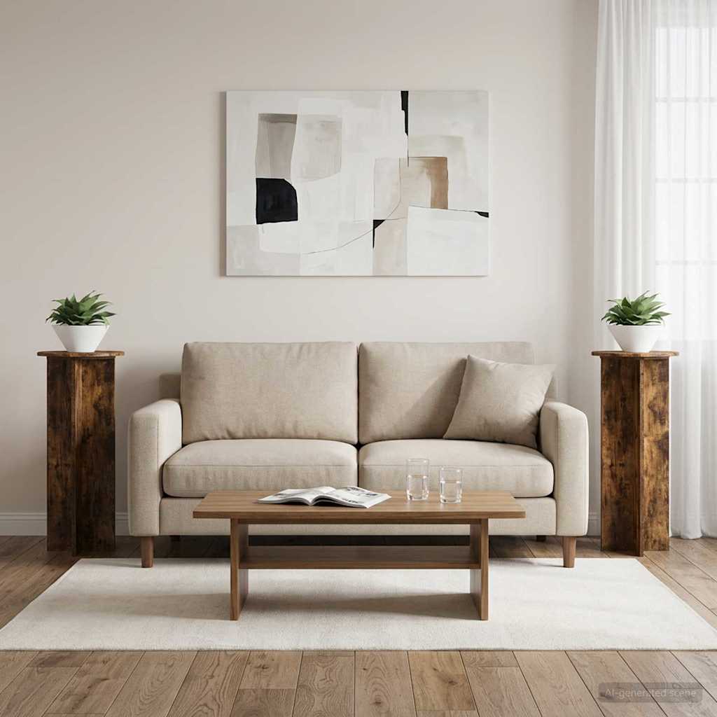 Növényállvány 2 pcs füstös tölgy ø40 x 100 cm szerelt fa