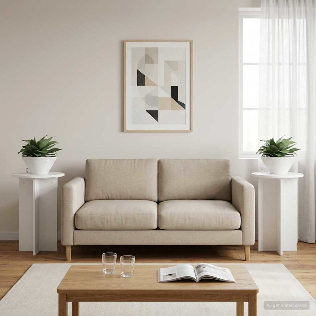 Növényállvány 2 pcs magasfényű fehér ø40 x 60 cm szerelt fa