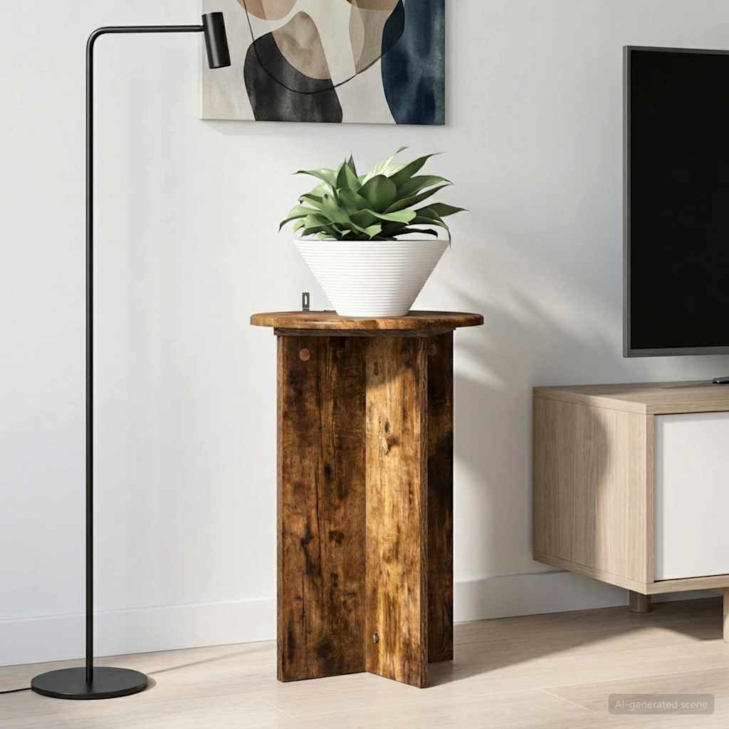 Növényállvány 2 pcs füstös tölgy ø40 x 60 cm szerelt fa