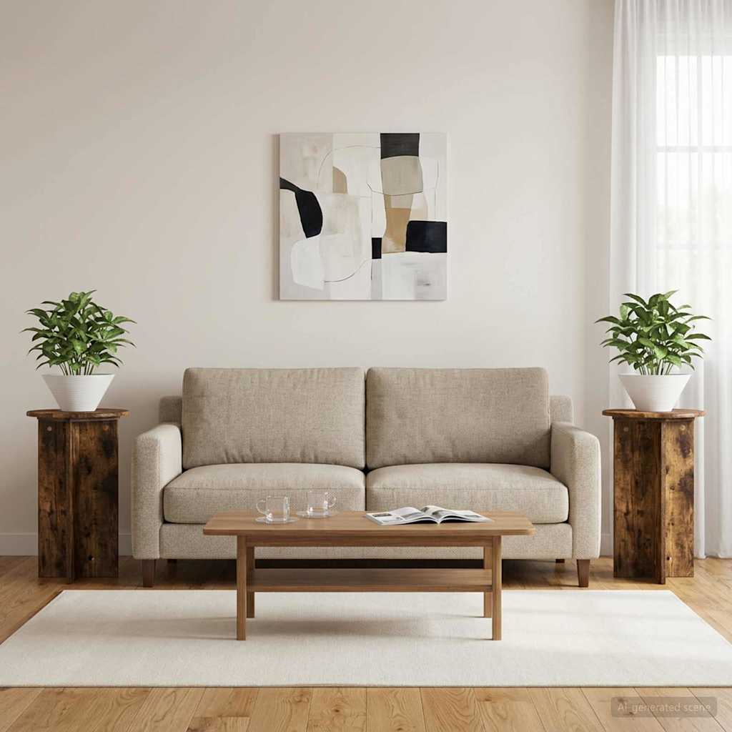 Növényállvány 2 pcs füstös tölgy ø40 x 60 cm szerelt fa