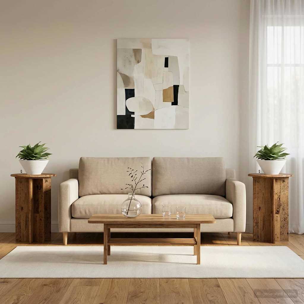 Növényállvány 2 pcs antik fa ø40 x 60 cm szerelt fa