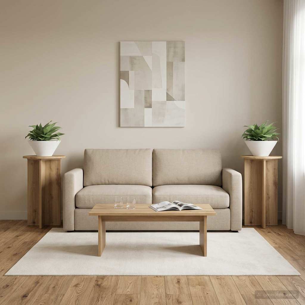 Növényállvány 2 pcs kézműves tölgy ø40 x 60 cm szerelt fa