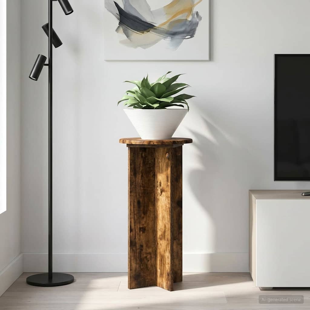 Növényállvány 2 pcs füstös tölgy 29,5 x 29,5 x 60 cm szerelt fa