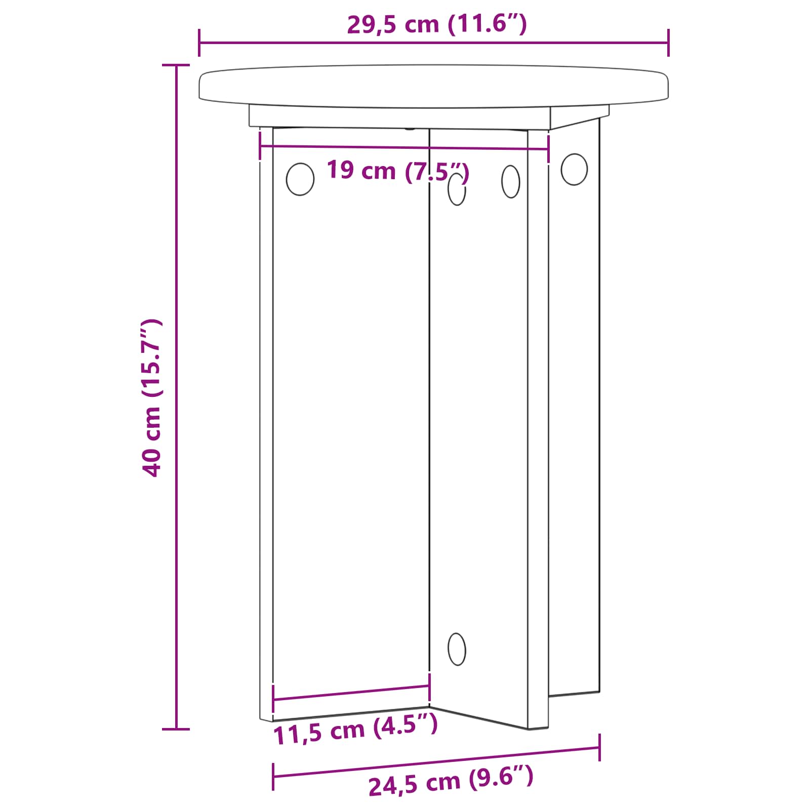 Növényállvány 2 pcs fekete ø29,5 x 40 cm szerelt fa