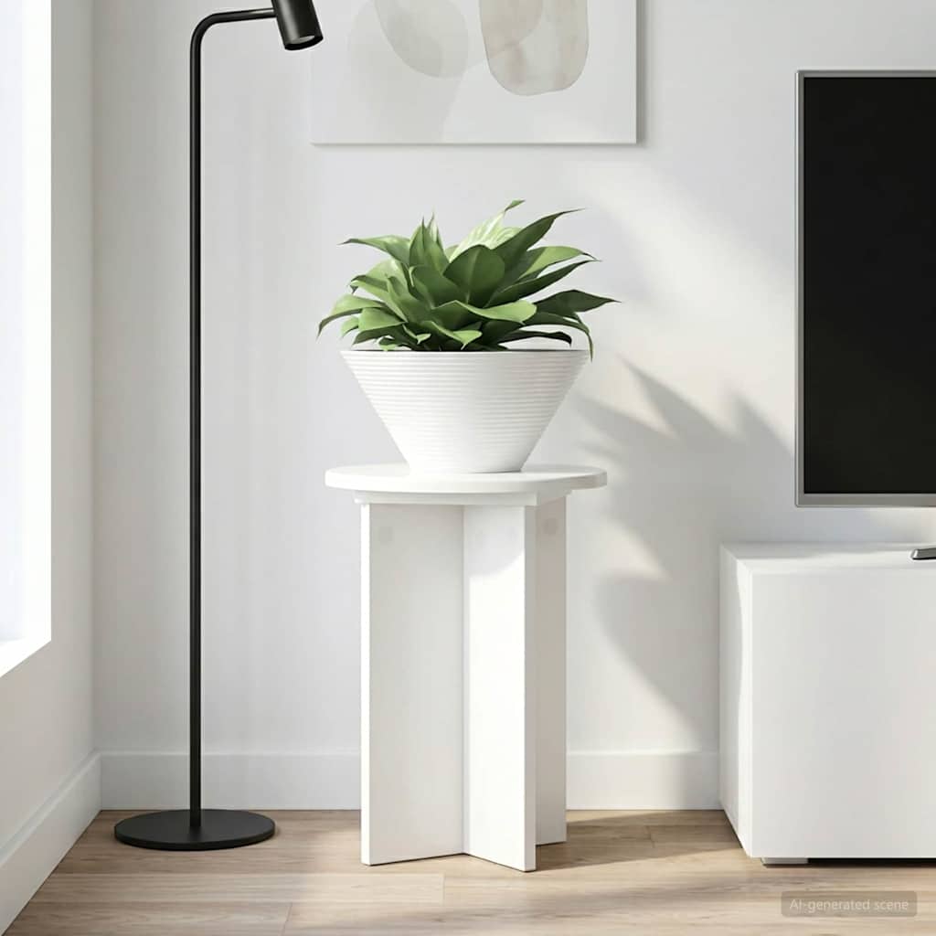 Növényállvány 2 pcs magasfényű fehér ø29,5 x 40 cm szerelt fa