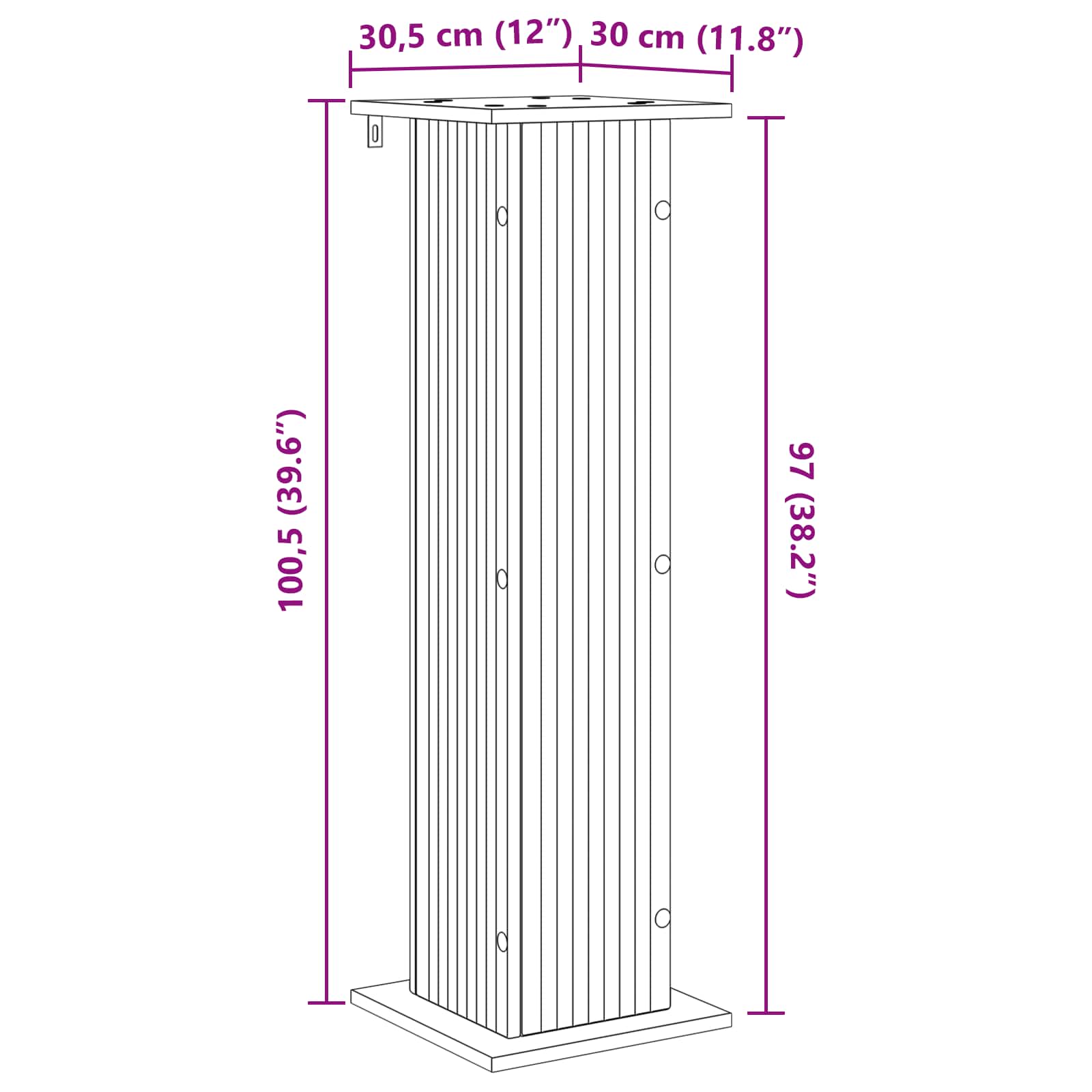 Növényállvány 2 pcs betonszürke 30,5 x 30 x 100,5 cm szerelt fa