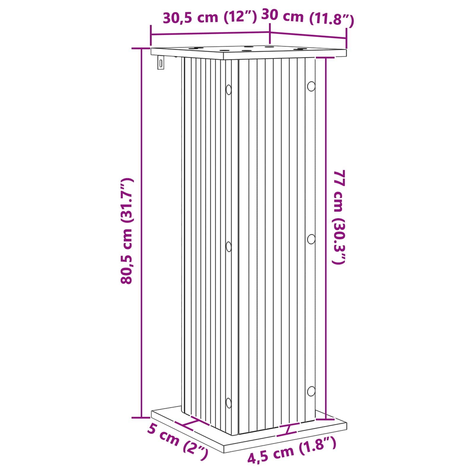 Növényállvány 2 pcs betonszürke 30,5 x 30 x 80,5 cm szerelt fa