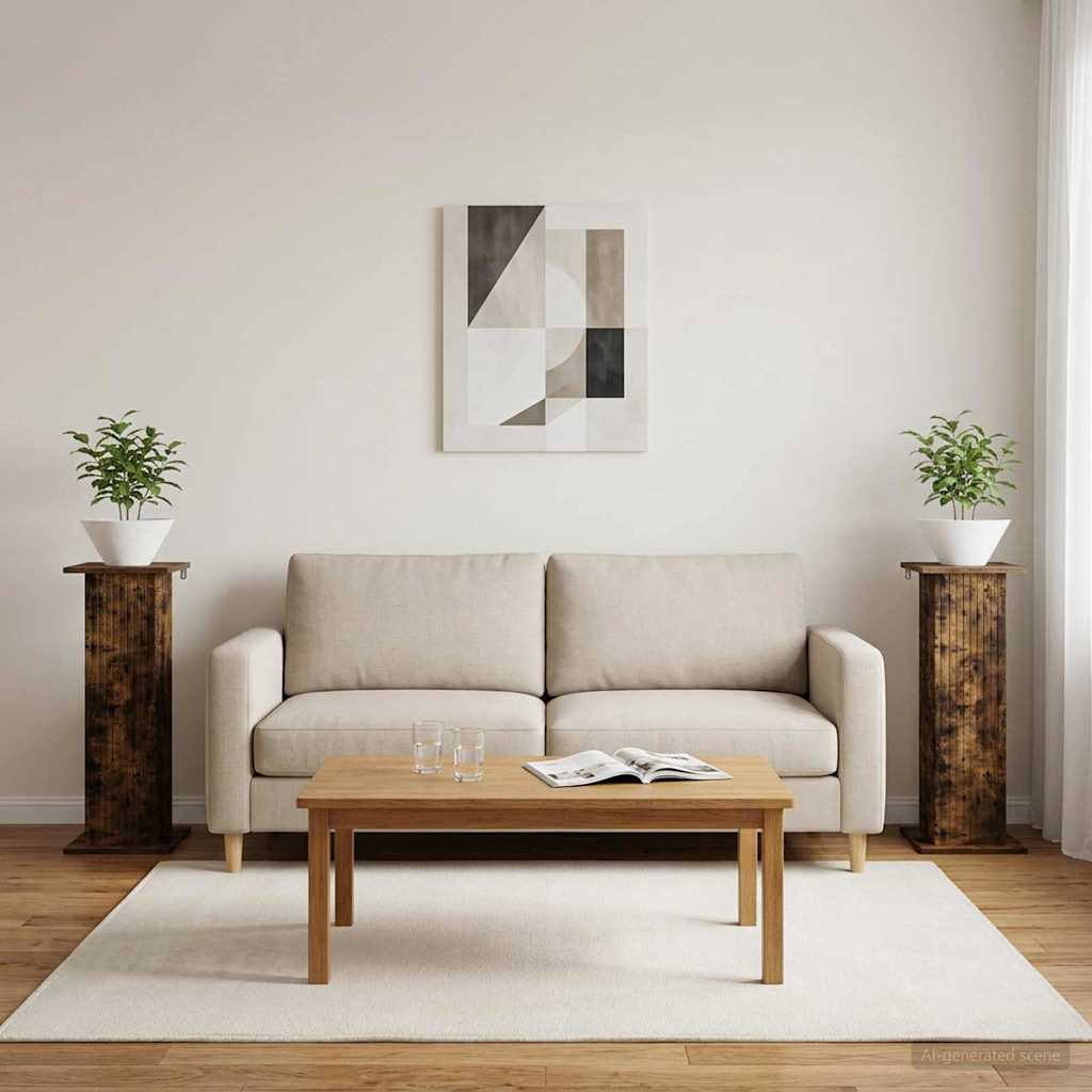 Növényállvány 2 pcs füstös tölgy 30,5 x 30 x 80,5 cm szerelt fa