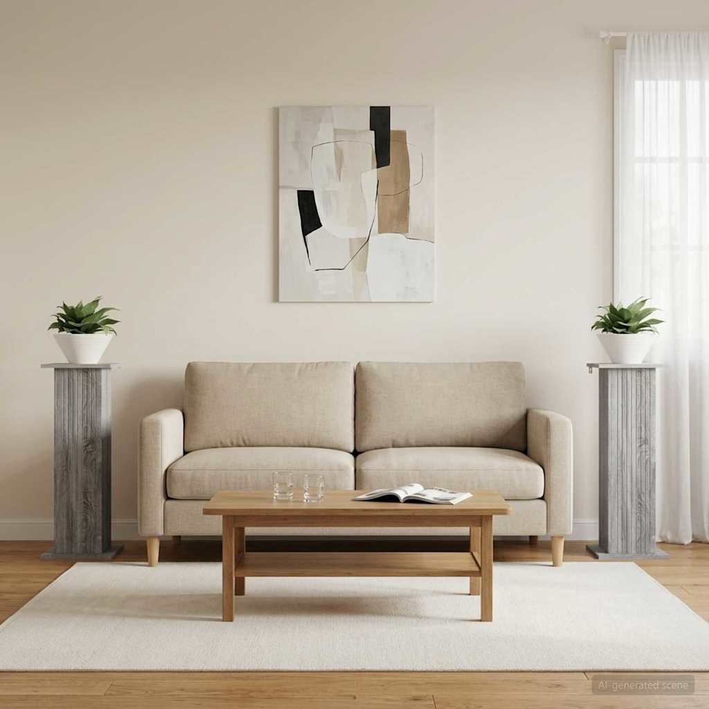Növényállvány 2 pcs szürke sonoma 30,5 x 30 x 80,5 cm