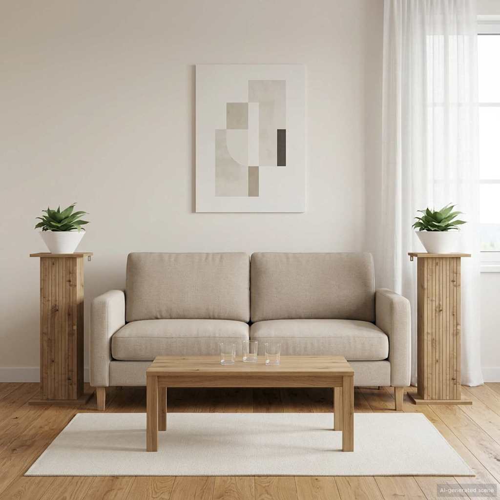 Növényállvány 2 pcs kézműves tölgy 30,5 x 30 x 80,5 cm