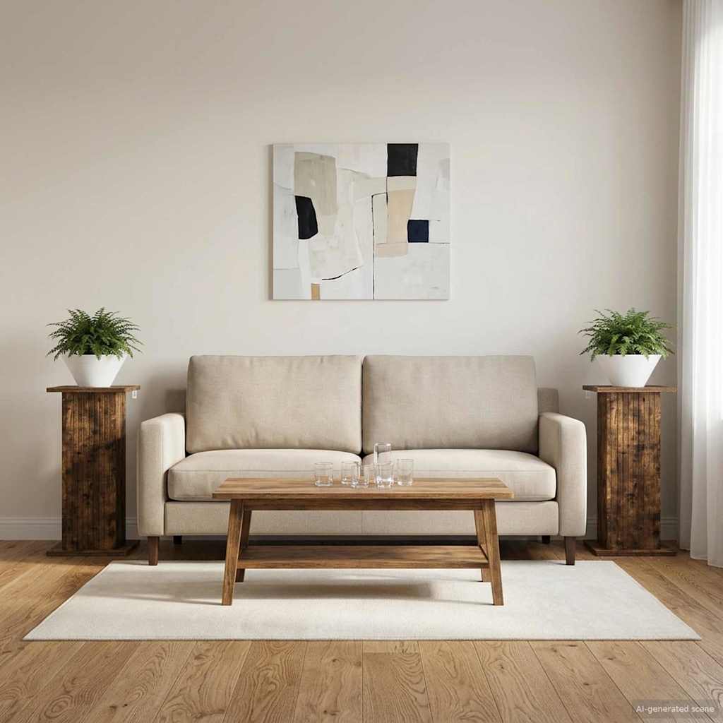 Növényállvány 2 pcs füstös tölgy 30,5 x 30 x 60,5 cm szerelt fa