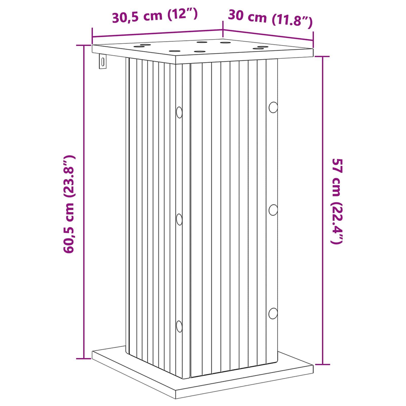 Növényállvány antik fa 30,5 x 30 x 60,5 cm szerelt fa