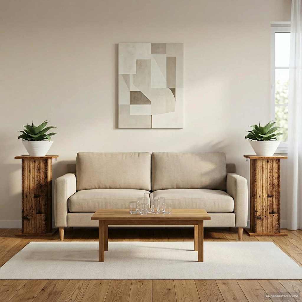 Növényállvány 2 pcs antik fa 30,5 x 30 x 60,5 cm szerelt fa