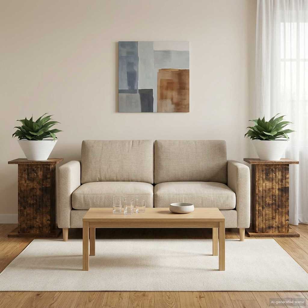 Növényállvány 2 pcs füstös tölgy 30,5 x 30 x 43 cm szerelt fa