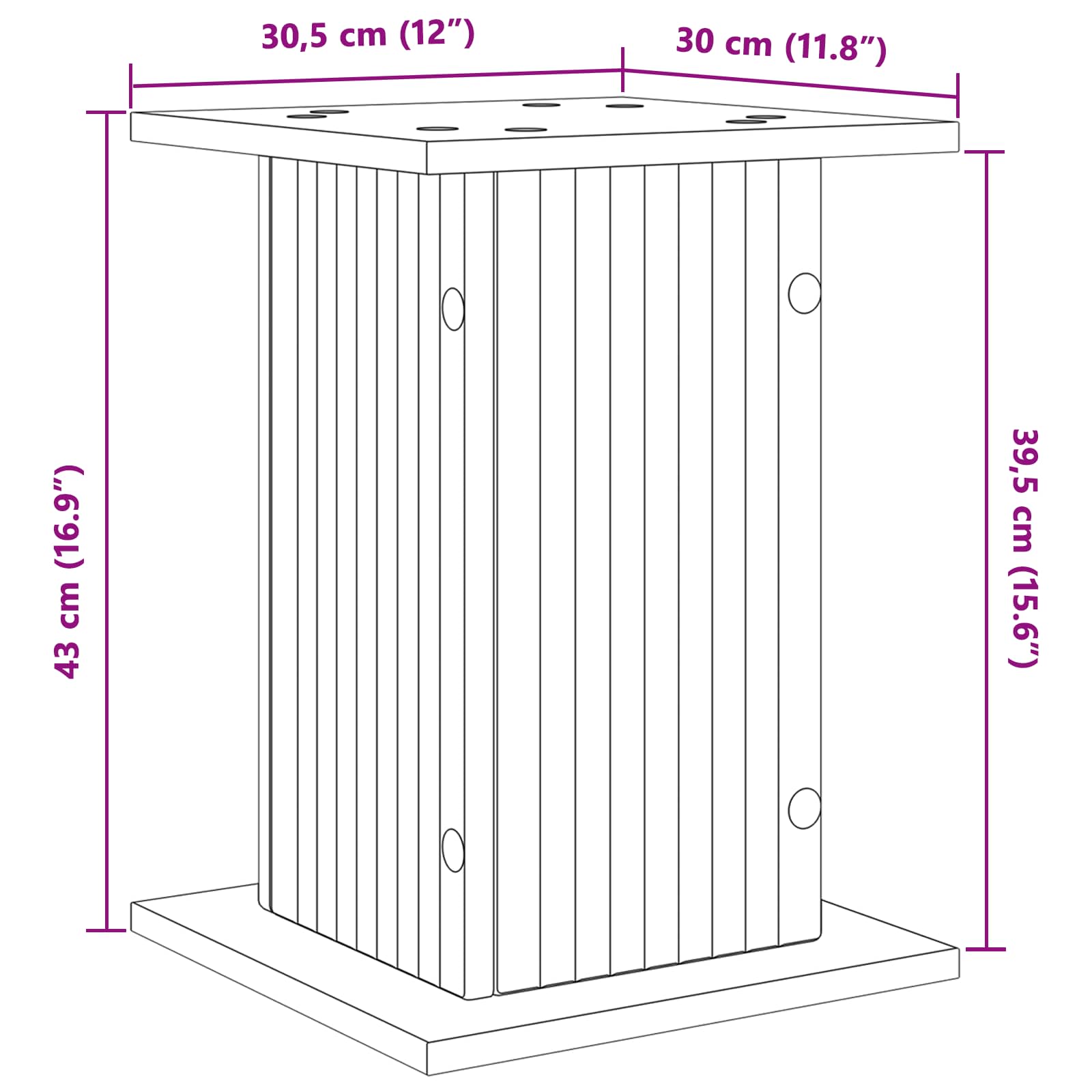 Növényállvány 2 pcs antik fa 30,5 x 30 x 43 cm szerelt fa