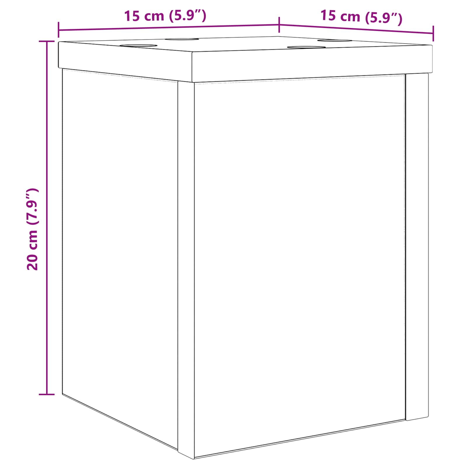 Növényállvány 2 pcs fekete tölgy 15 x 15 x 20 cm faanyag