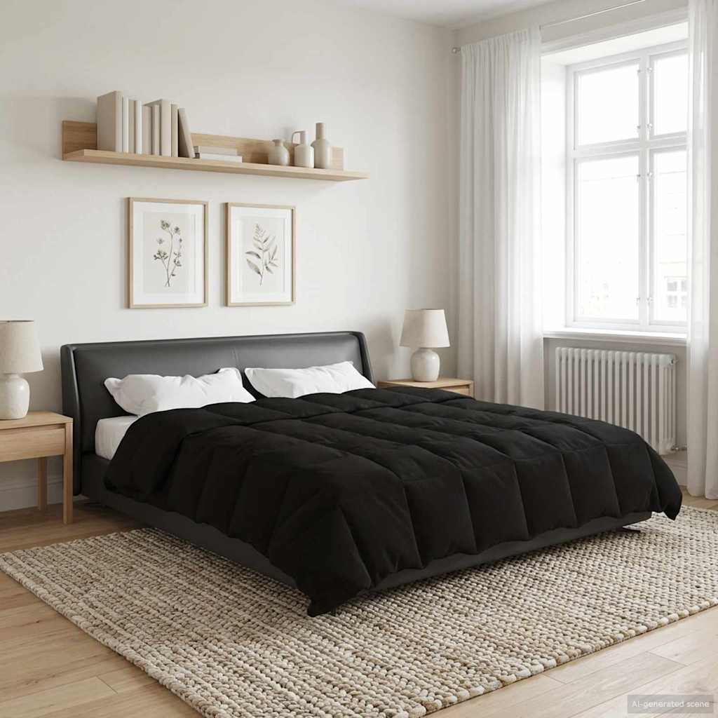 Téli takaró sövényes fekete 200 x 200 cm mikroszál