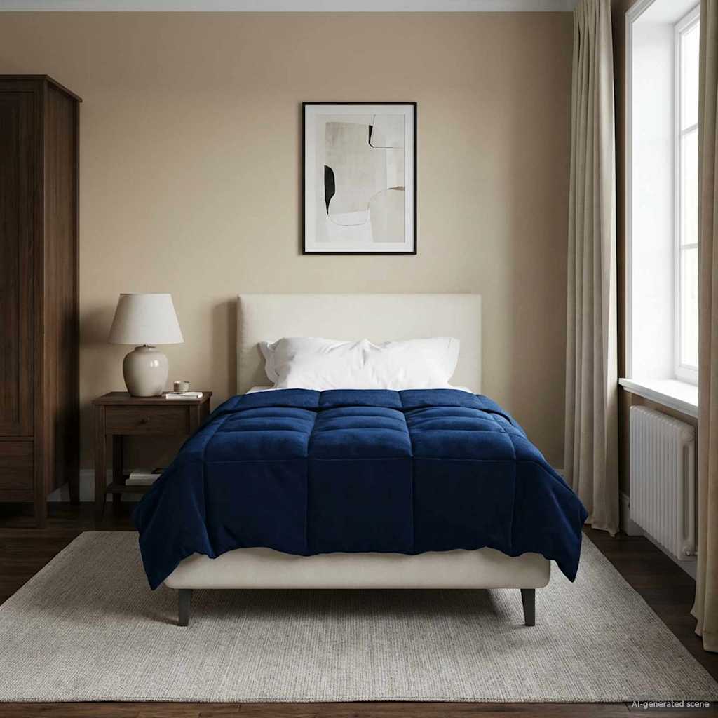 Téli takaró sövényes sötét kék 155 x 200 cm mikroszál