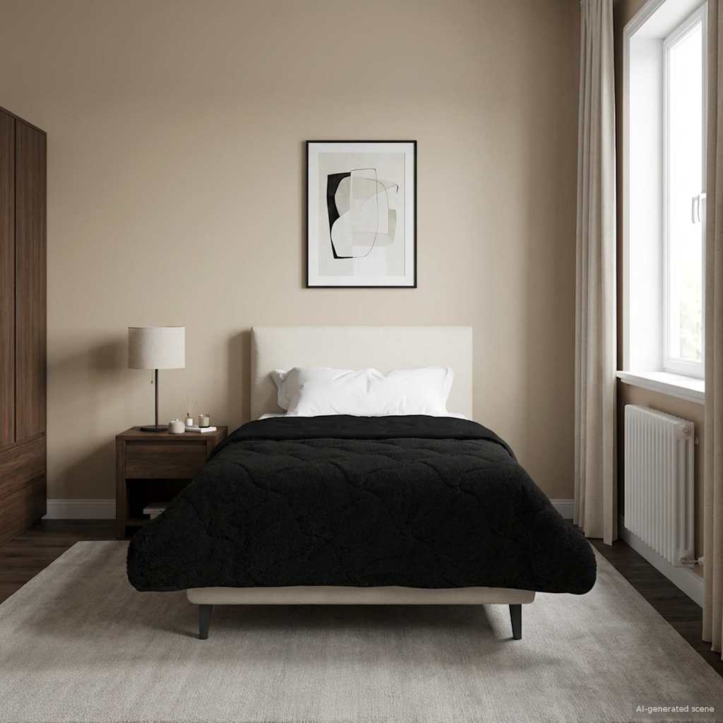 Nyári takarmány fekete 135 x 200 cm mikroszálas és teddy plüss