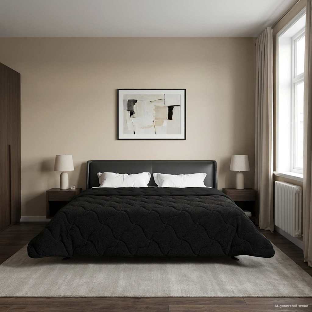 Nyári takarmány fekete 220 x 260 cm mikroszálas és teddy plüss