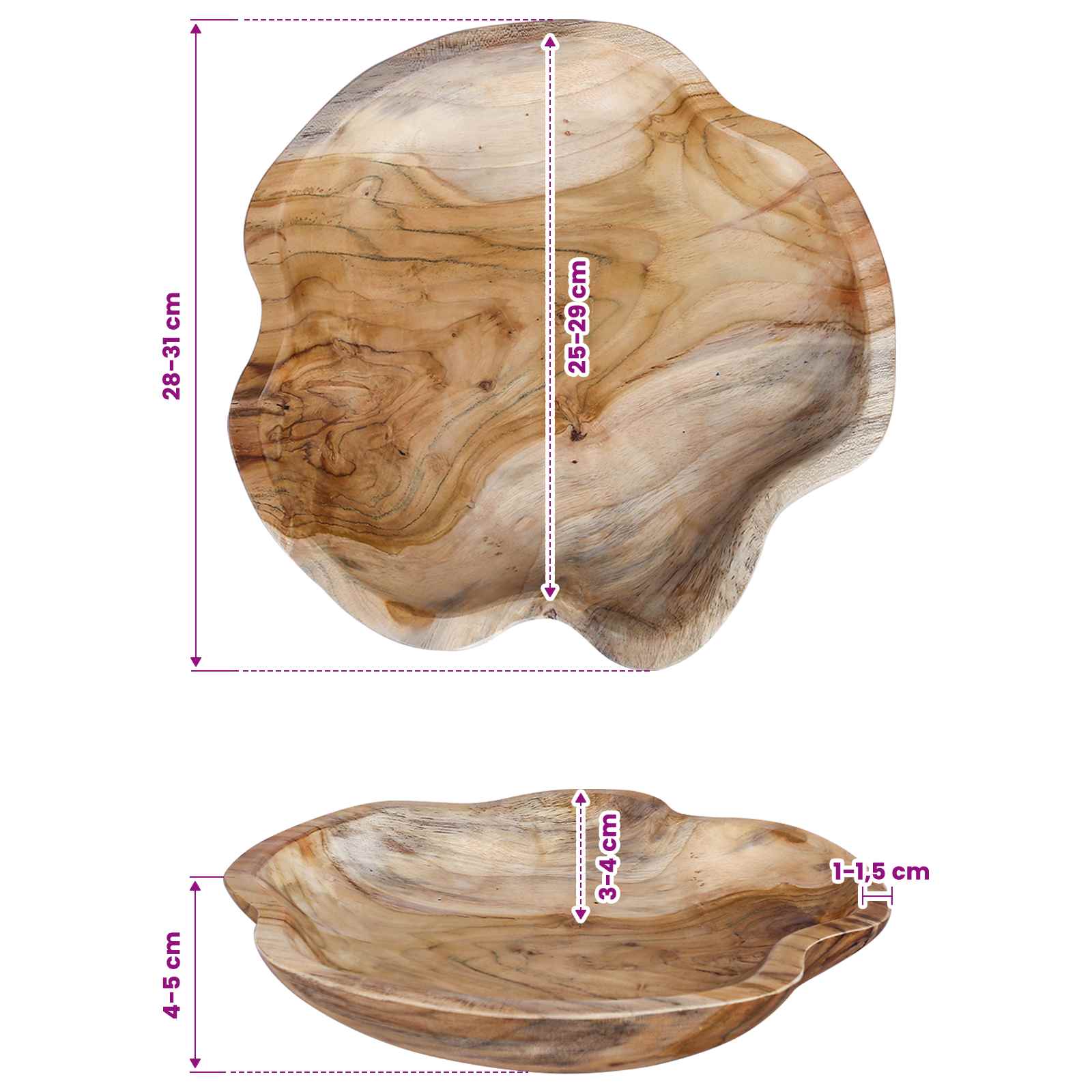 Gyümölcsöstál jepara teak barna ø 30 cm tömör teakfa