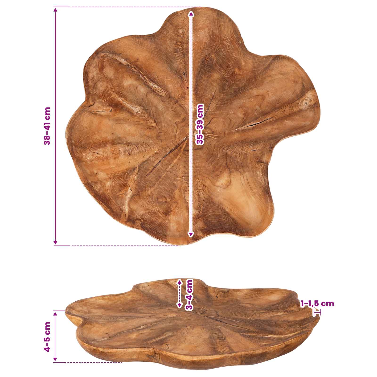 Gyümölcsöstál jepara teak barna ø 40 cm tömör teakfa