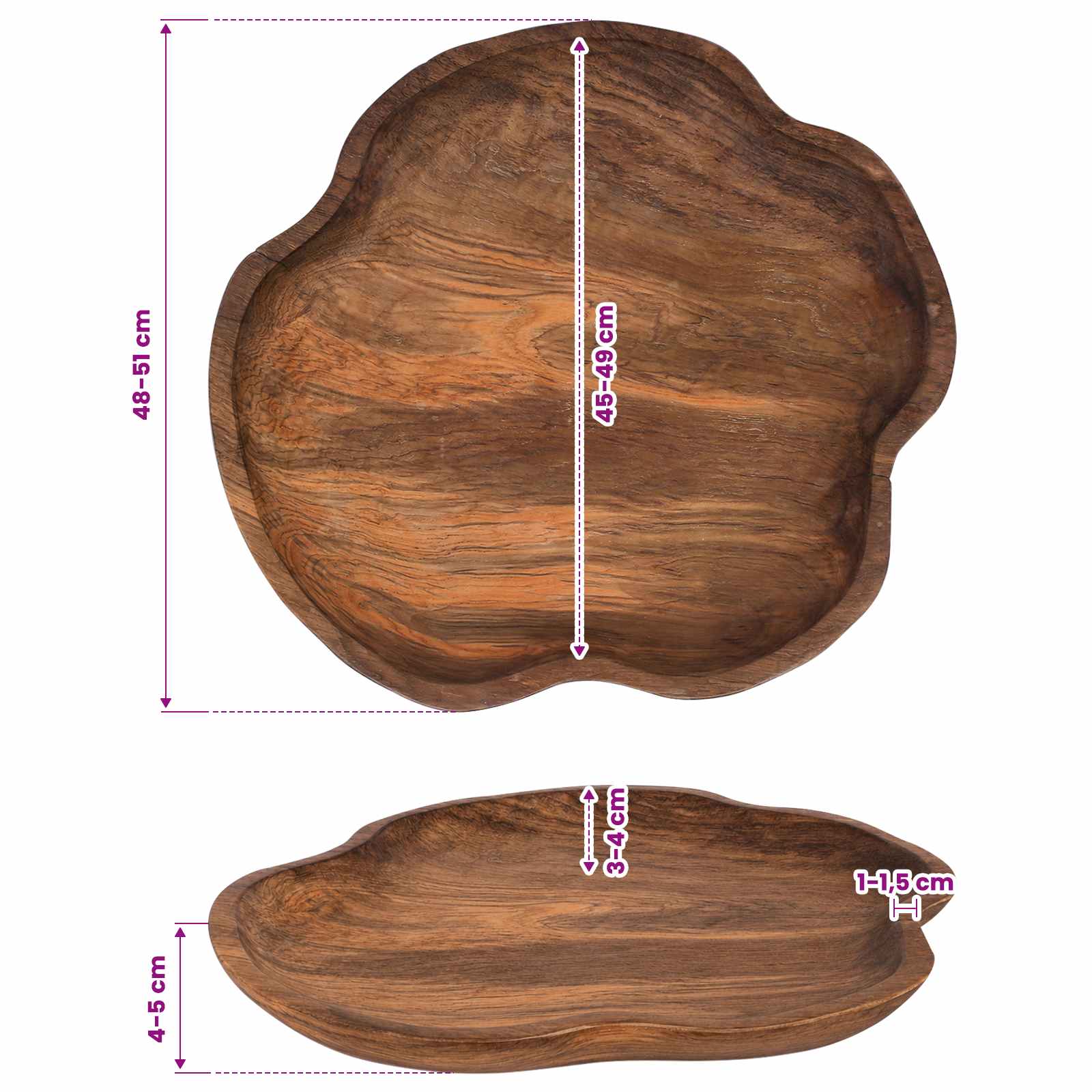 Gyümölcsöstál jepara teak barna ø 50 cm tömör teakfa