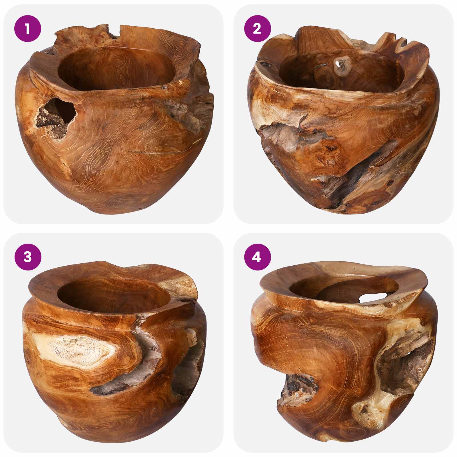 Gyümölcsöstál jepara tökéletes tömör teak barna ø 35 cm