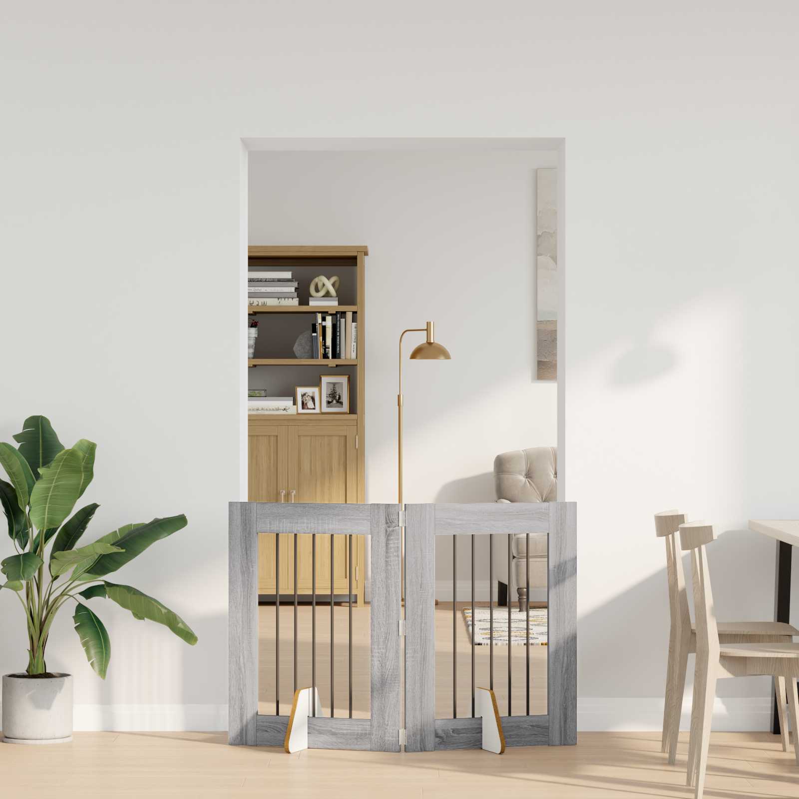 Kutyakerítés állványokkal 2 pcs szürke sonoma 60 x 80 cm